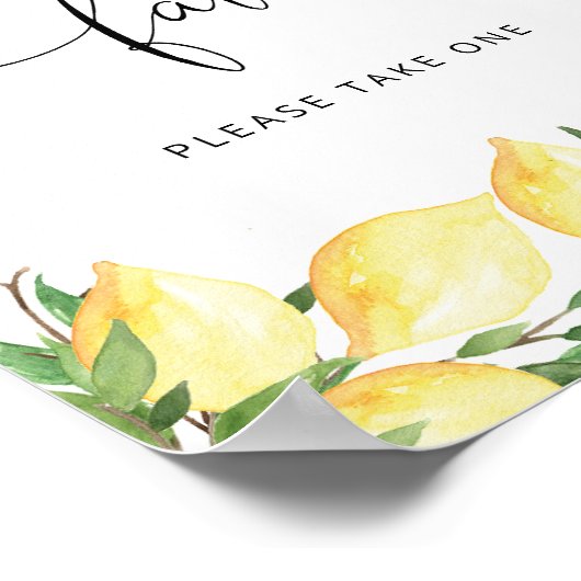 水彩柑橘類レモンベビーシャワーウィズサイン ポスター (角)