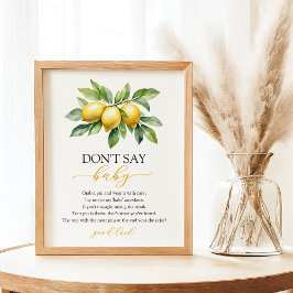 水彩柑橘類レモンベビーシャワーゲーム ポスター