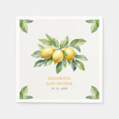水彩柑橘類レモンベビーシャワー スタンダードカクテルナプキン (正面)