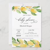 水彩柑橘類レモン赤ちゃんシャワー 招待状 (正面)