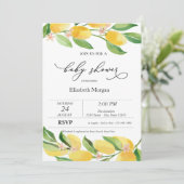 水彩柑橘類レモン赤ちゃんシャワー 招待状 (スタンド正面)