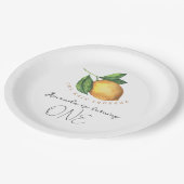 水彩柑橘類レモン1位の誕生日パーティー ペーパープレート (アングル)
