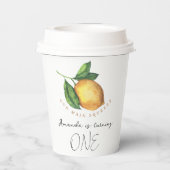水彩柑橘類レモン1位の誕生日パーティー 紙コップ (裏面)