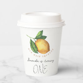 水彩柑橘類レモン1位の誕生日パーティー 紙コップ
