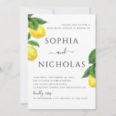 水彩柑橘類レモ結婚ンのリハーサル 招待状 (正面)