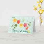 水彩柑橘類 カード (黄色い花)