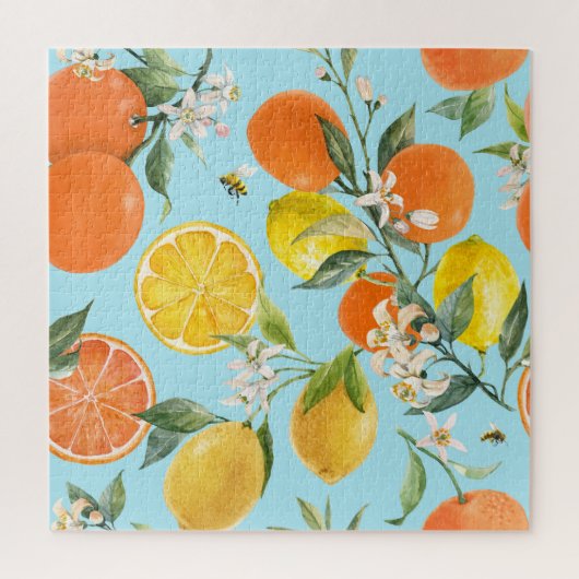 水彩柑橘類：手描き ジグソーパズル (縦)