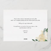 水彩柔らかいアイボリーの花が私の花嫁になる 箔招待状 (裏面)