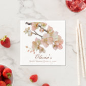 水彩柔らかいオレンジ色のピンクのフローラ スタンダードカクテルナプキン (インサイチュ)