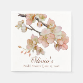 水彩柔らかいオレンジ色のピンクのフローラ スタンダードカクテルナプキン