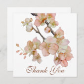 水彩柔らかいオレンジ色のピンクの春 サンキューカード (正面/裏面)