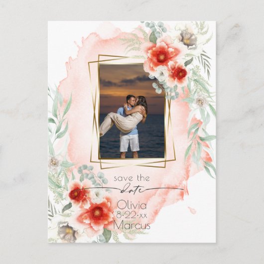 水彩柿フローラ写真保存日 ポストカード (正面)