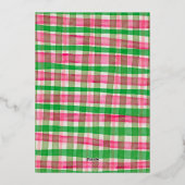 水彩格子模様の手作りクリスマスカスタム写真 箔シーズンカード (裏面)