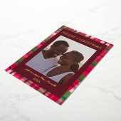 水彩格子模様の手作りクリスマスカスタム写真 箔シーズンカード (回転した状態)