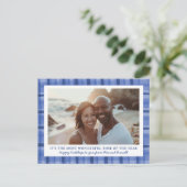 水彩格子模様の手作りクリスマスカスタム3写真 シーズンポストカード (スタンド正面)