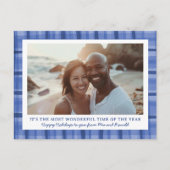 水彩格子模様の手作りクリスマスカスタム3写真 シーズンポストカード (正面)