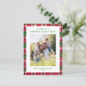 水彩格子模様の手作りクリスマスカスタム3写真 シーズンポストカード (スタンド正面)