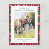水彩格子模様の手作りクリスマスカスタム3写真 シーズンポストカード (正面)