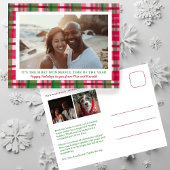 水彩格子模様の手作りクリスマスカスタム3写真 シーズンポストカード