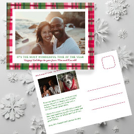 水彩格子模様の手作りクリスマスカスタム3写真 シーズンポストカード