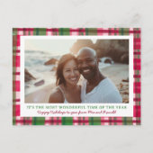 水彩格子模様の手作りクリスマスカスタム3写真 シーズンポストカード (正面)