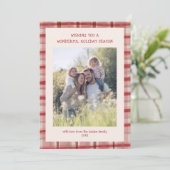 水彩格子模様の手作りクリスマスカスタム5写真 シーズンカード (スタンド正面)