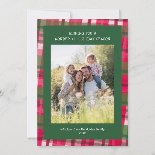 水彩格子模様の手作りクリスマスカスタム5写真 シーズンカード (正面)