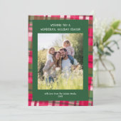 水彩格子模様の手作りクリスマスカスタム5写真 シーズンカード (スタンド正面)