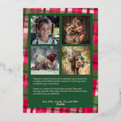 水彩格子模様の手作りクリスマスカスタム5写真 箔シーズンカード (裏面)