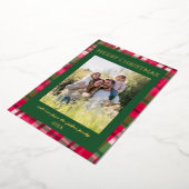 水彩格子模様の手作りクリスマスカスタム5写真 箔シーズンカード (回転した状態)