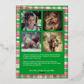 水彩格子模様の手作りクリスマスカスタム5写真 箔シーズンカード (裏面)