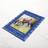 水彩格子模様の手作りクリスマスカスタム5写真 箔シーズンカード (回転した状態)