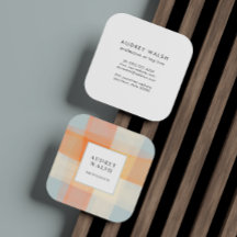 水彩格子模様オレンジクリームブループロフェッショナル