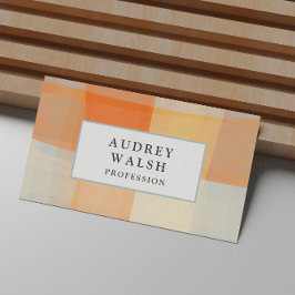 水彩格子模様オレンジクリームブループロフェッショナル 名刺