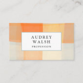 水彩格子模様オレンジクリームブループロフェッショナル 名刺 (正面)