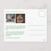 水彩格子模様ピンクのクリスマスカスタム3写真 シーズンポストカード (裏面)