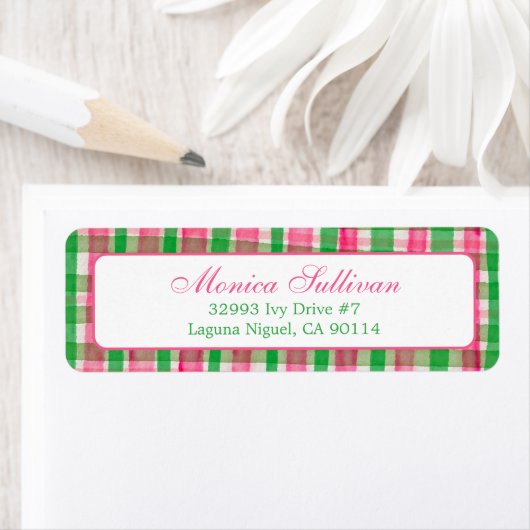 水彩格子状クリスマスカスタム差出人住所 ラベル (インサイチュ)
