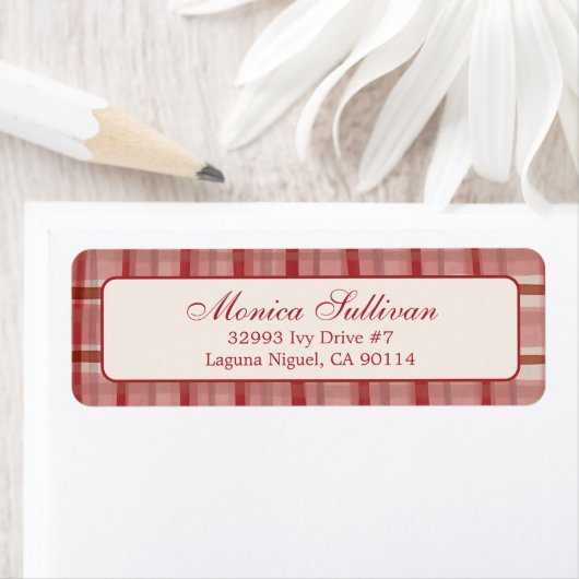 水彩格子状クリスマスカスタム差出人住所 ラベル (インサイチュ)