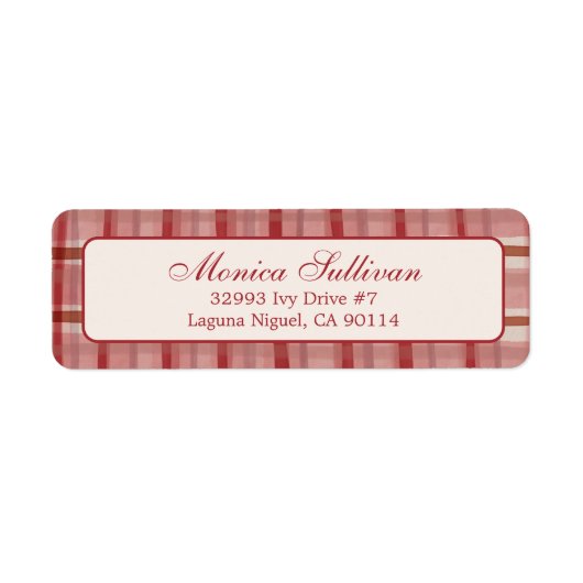 水彩格子状クリスマスカスタム差出人住所 ラベル (正面)