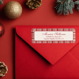 水彩格子状クリスマスカスタム差出人住所 ラベル