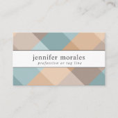 水彩格子状ティール（緑がかった色）ブラウンタンアクア 名刺 (正面)