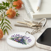 水彩格言と紫色の花 キーホルダー (正面右)