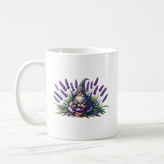 水彩格言と紫色の花 コーヒーマグカップ (左)