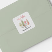 水彩格言クリスマスホリデーステッカー スクエアシール