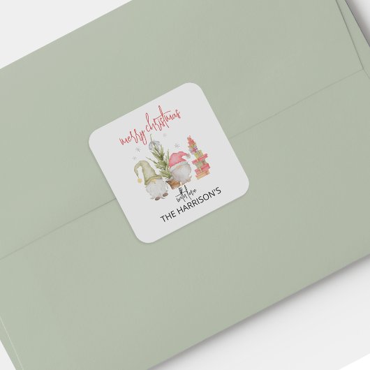 水彩格言クリスマスホリデーステッカー スクエアシール