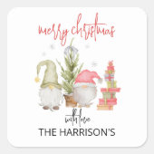 水彩格言クリスマスホリデーステッカー スクエアシール (正面)
