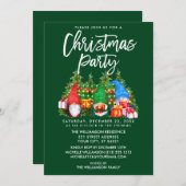 水彩格言ライトクリスマスクリスマスパーティーグリーン 招待状 (正面/裏面)