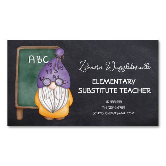 水彩格言先生黒板背景 マグネット名刺 (正面)