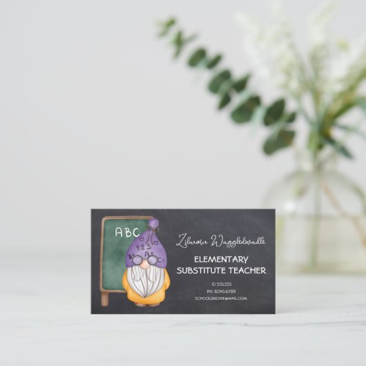 水彩格言先生黒板背景 名刺 (スタンド正面)