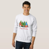 水彩格言赤メリークリスマスグレー スウェットシャツ (正面フル)